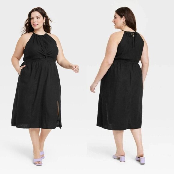 Ava & Viv Dresses & Skirts - 2X - Womens Halter Neck A-Line Dress - Ava Viv - Black